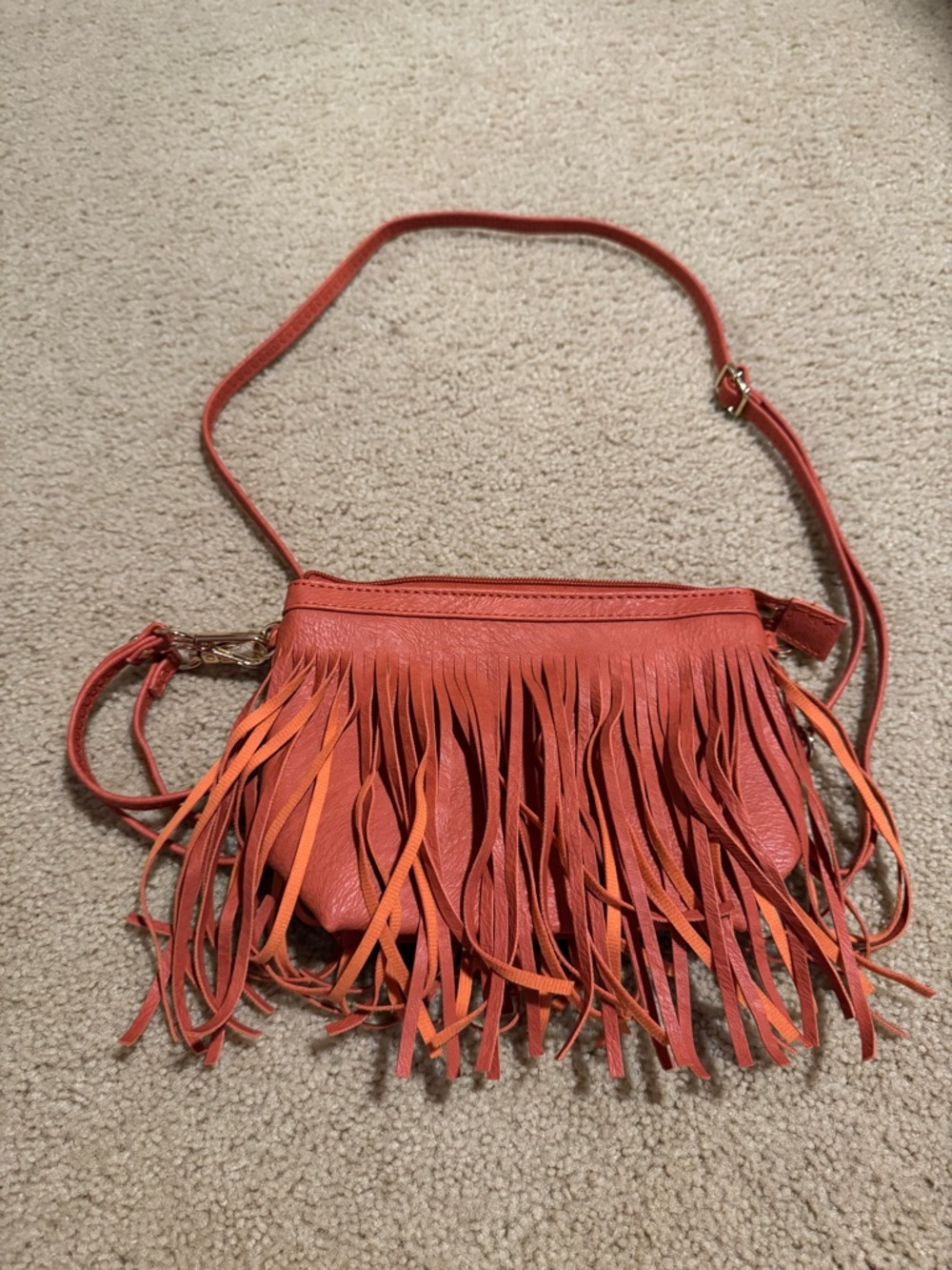Fringe Crossbody Bag in Orange - Women's Shoulder Bag